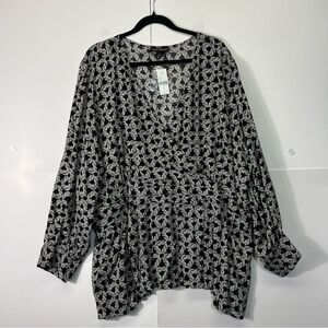 NWT Lane Bryant Black And White Chain Link Print Top Womens Plus Size 26 Blouse